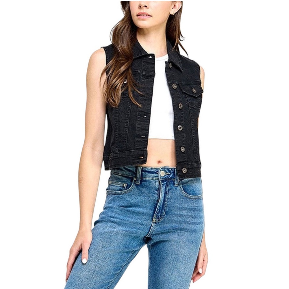 NWOT 7 For All Mankind Women's Distressed Sleeveless Denim Jacket